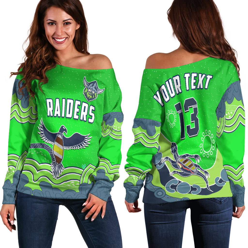 custom-personalised-raiders-indigenous-off-shoulder-sweater-canberra-the-milk-custom-text-and-number