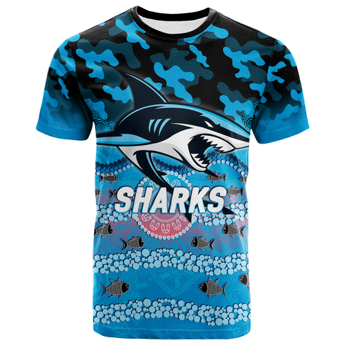 Sharks Rugby ANZAC Day Camouflage Indigenous Art T-Shirt - LT12