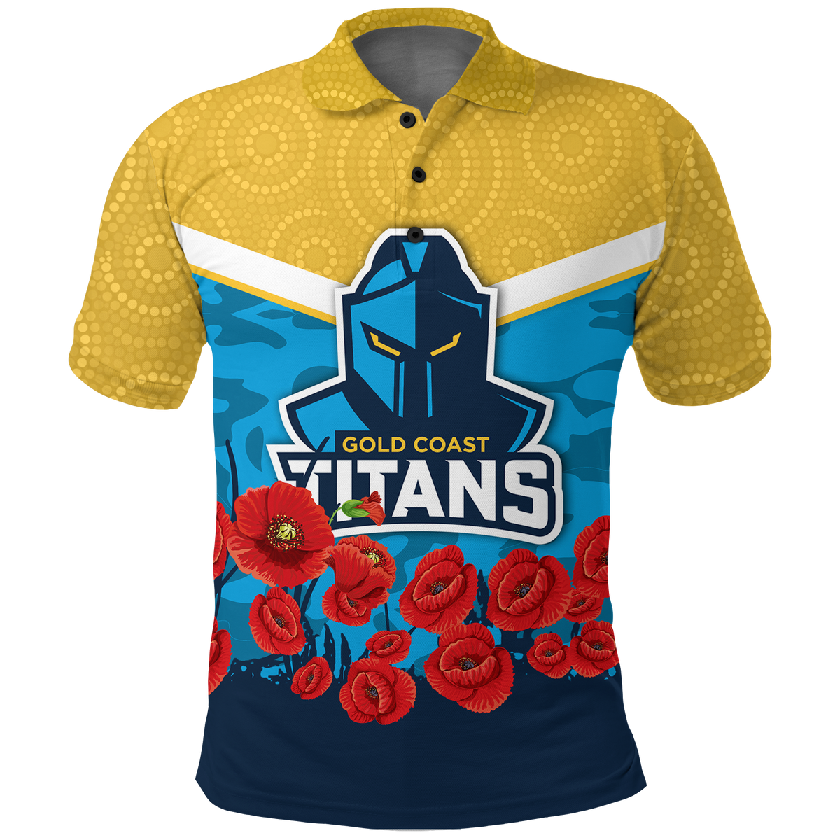 Titans Anzac Day Indigenous Art Polo Shirt 