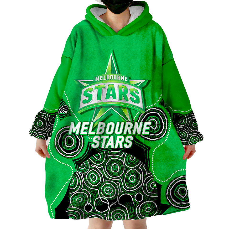 Melbourne Stars Aboriginal Art Cricket 2022 Wearable Blanket Hoodie - LT12