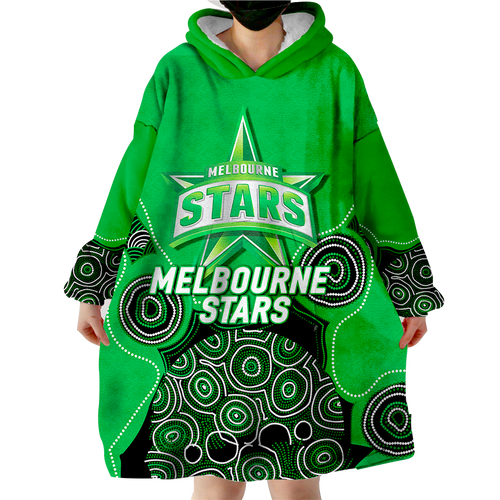Melbourne Stars Aboriginal Art Cricket 2022 Wearable Blanket Hoodie - LT12