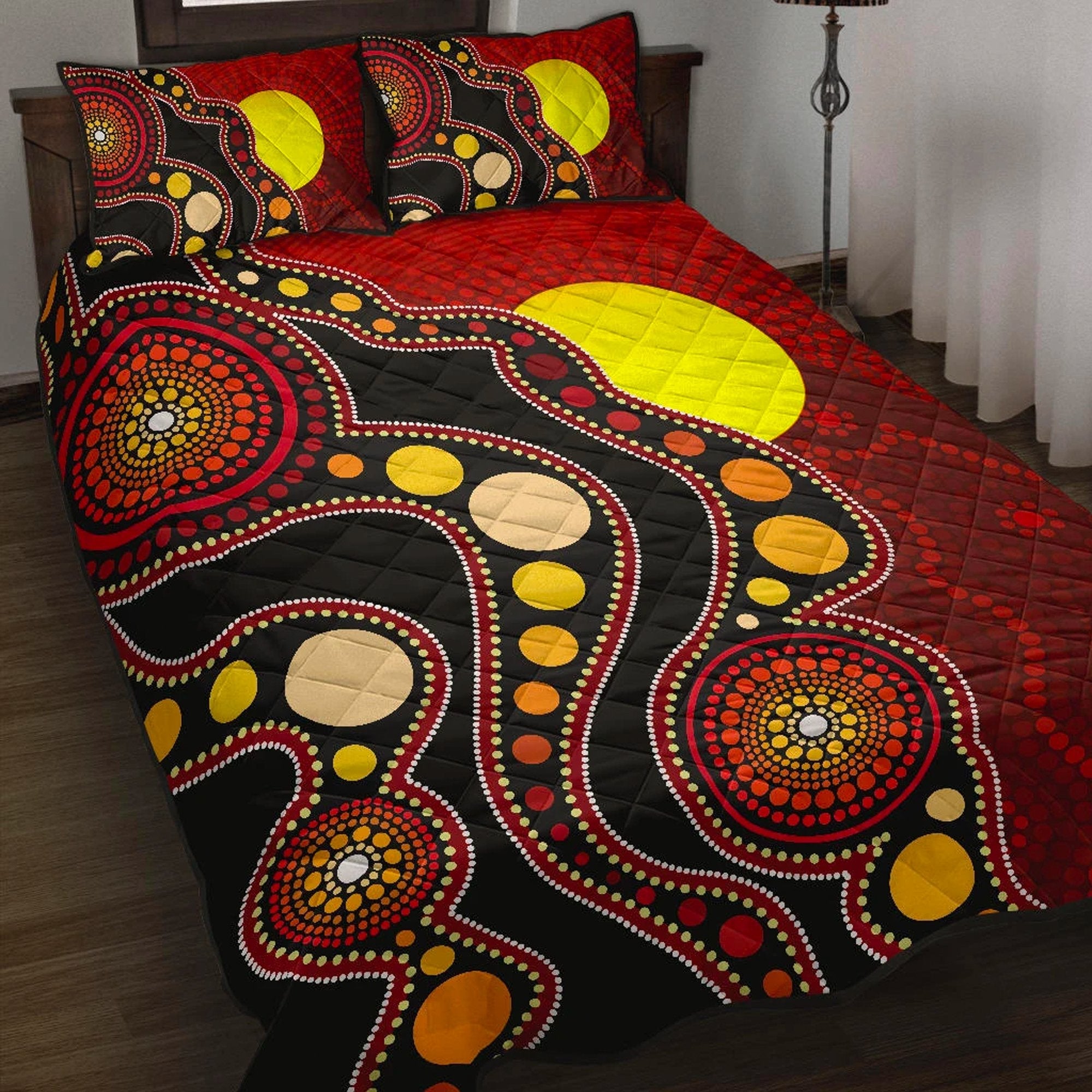 aboriginal-quilt-set-cover-australia-aboriginal-lives-matter-flag-circle-dot-painting-art-quilt-bed-set