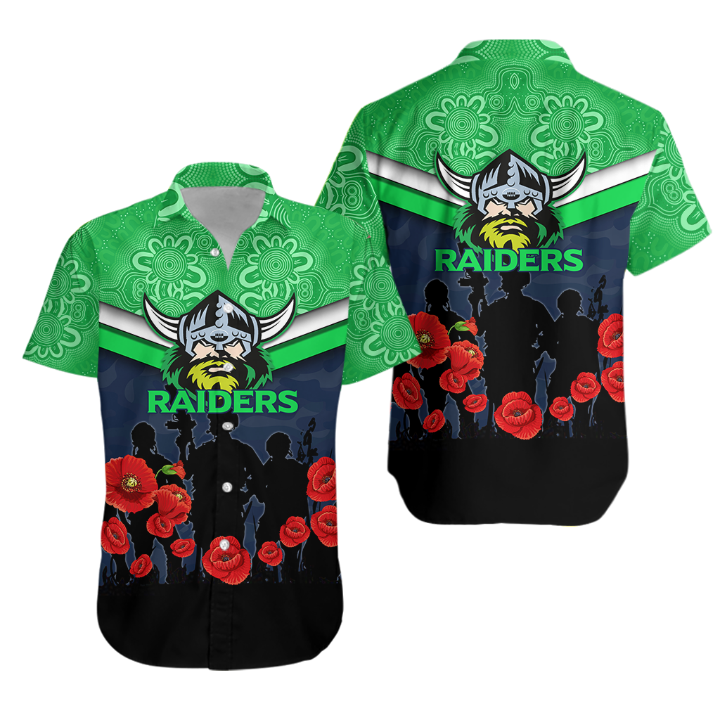 Canberra Raiders Anzac Day Hawaiian Shirt - Indigenous Art