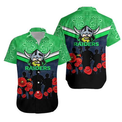Canberra Raiders Anzac Day Hawaiian Shirt - Indigenous Art