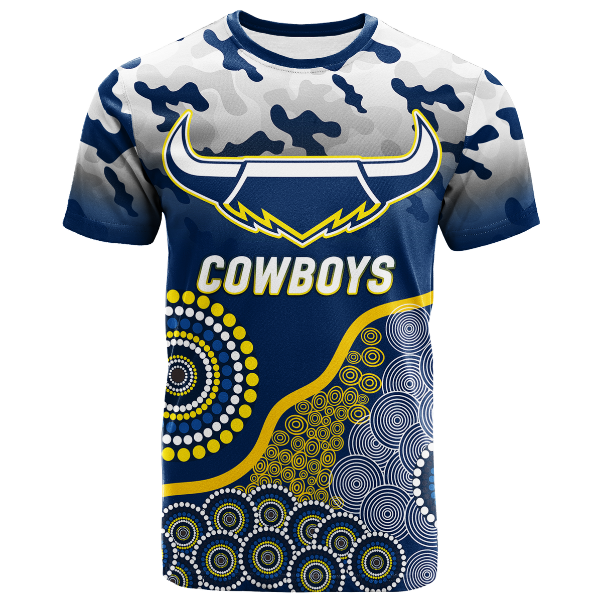Cowboys Rugby ANZAC Day Camouflage Indigenous Art T-Shirt - LT12