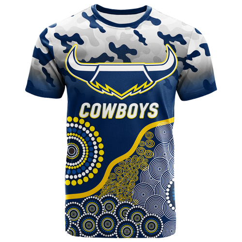 Cowboys Rugby ANZAC Day Camouflage Indigenous Art T-Shirt - LT12