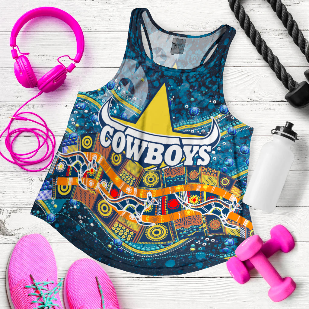 NAIDOC Week Cowboys Women's Racerback Tank - Aboriginal Dot Painting - LT12 - Vibe Hoodie