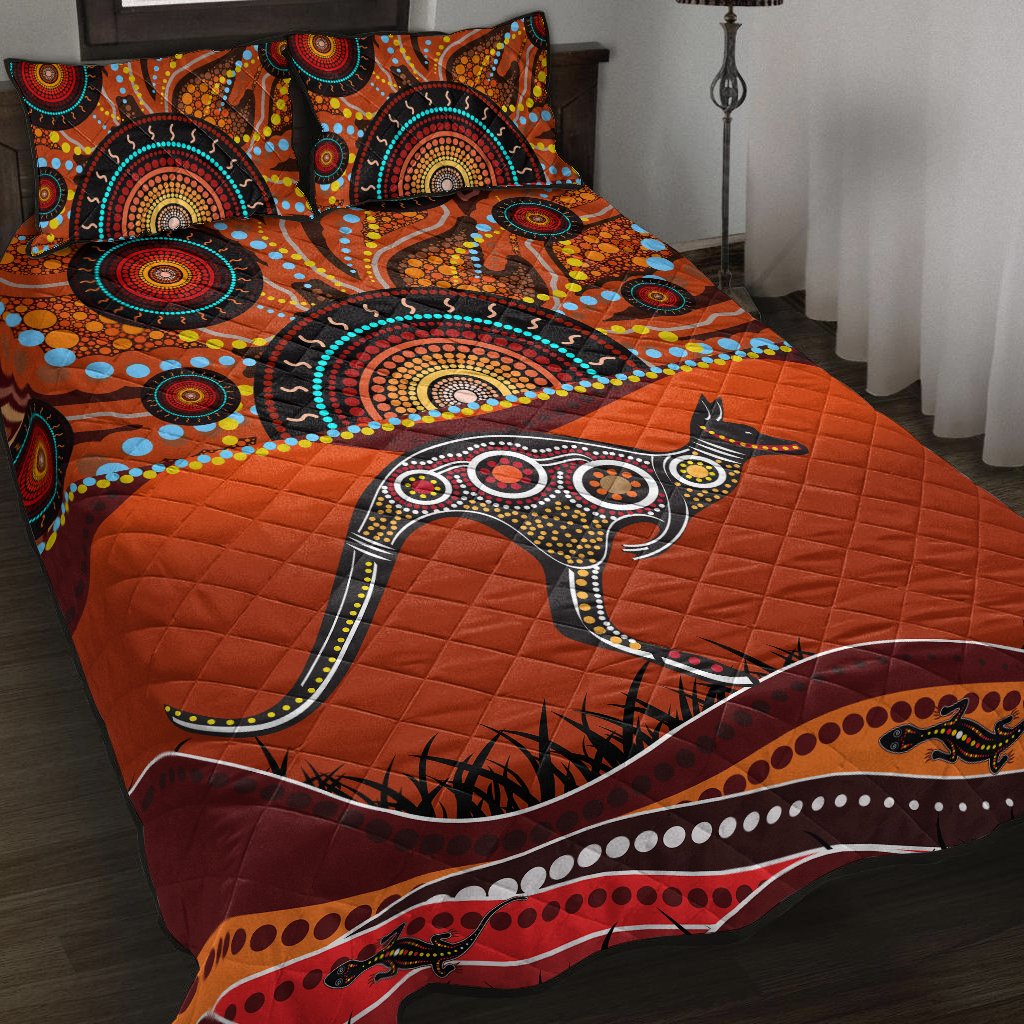 aboriginal-quilt-bed-set-kangaroo-with-dot-painting