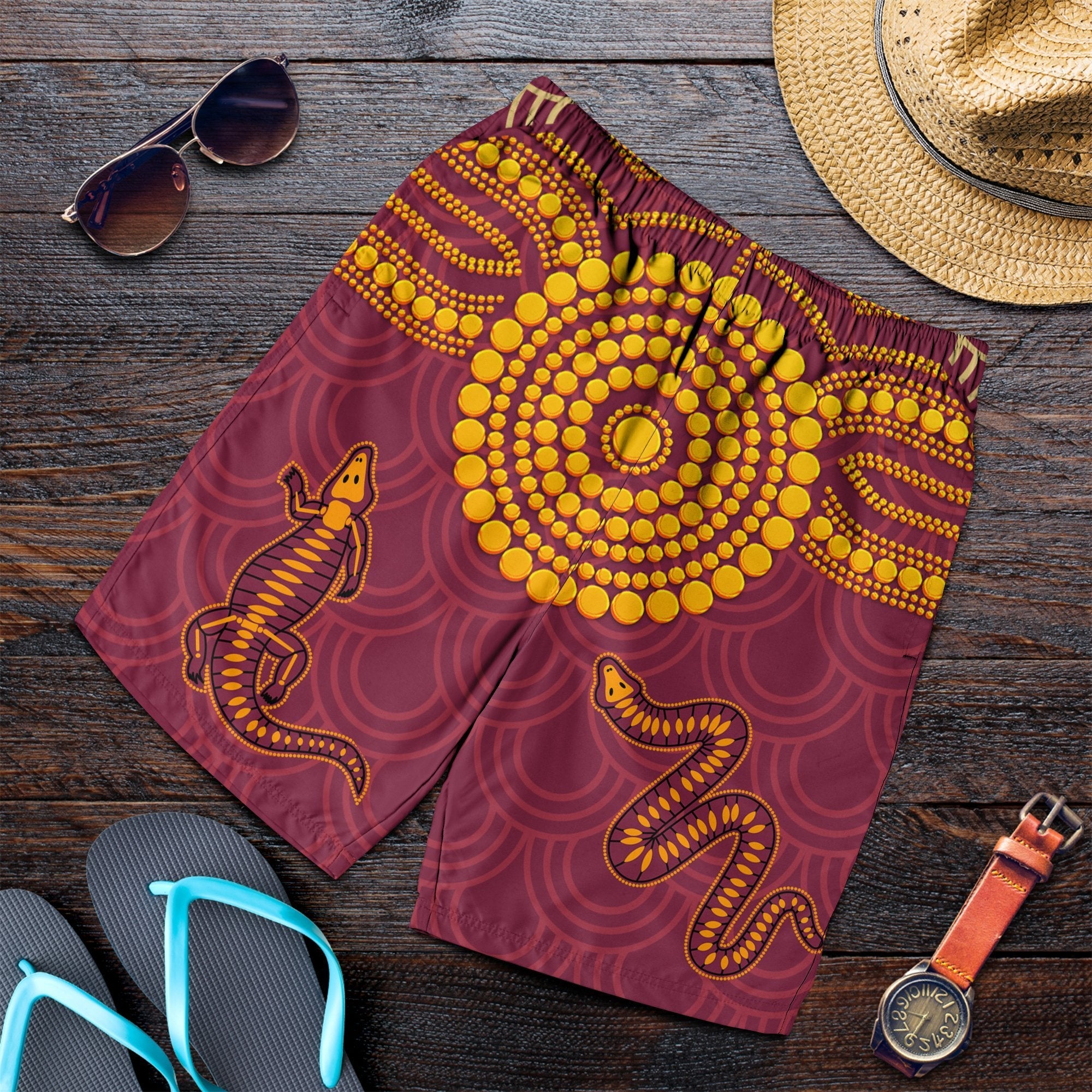 aboriginal-mens-short-aboriginal-snake-and-alligator