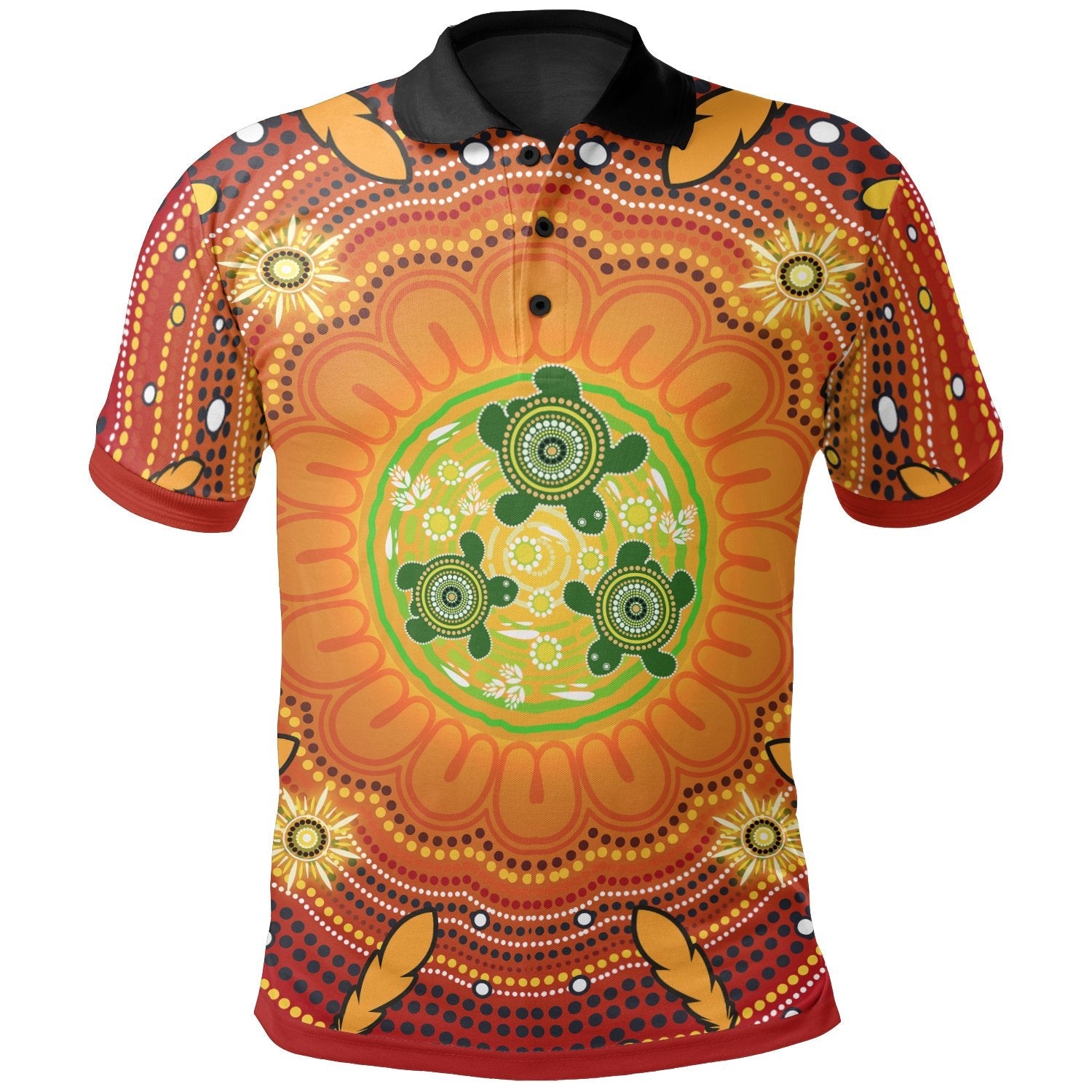 aboriginal-polo-shirts-turtle-circle-dot-painting-art