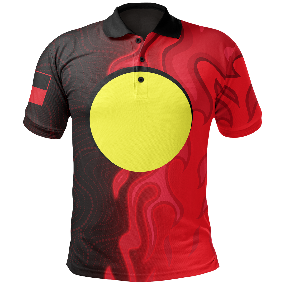 polo-shirt-aboriginal-patterns-shirt-sun-australia-flame-unisex