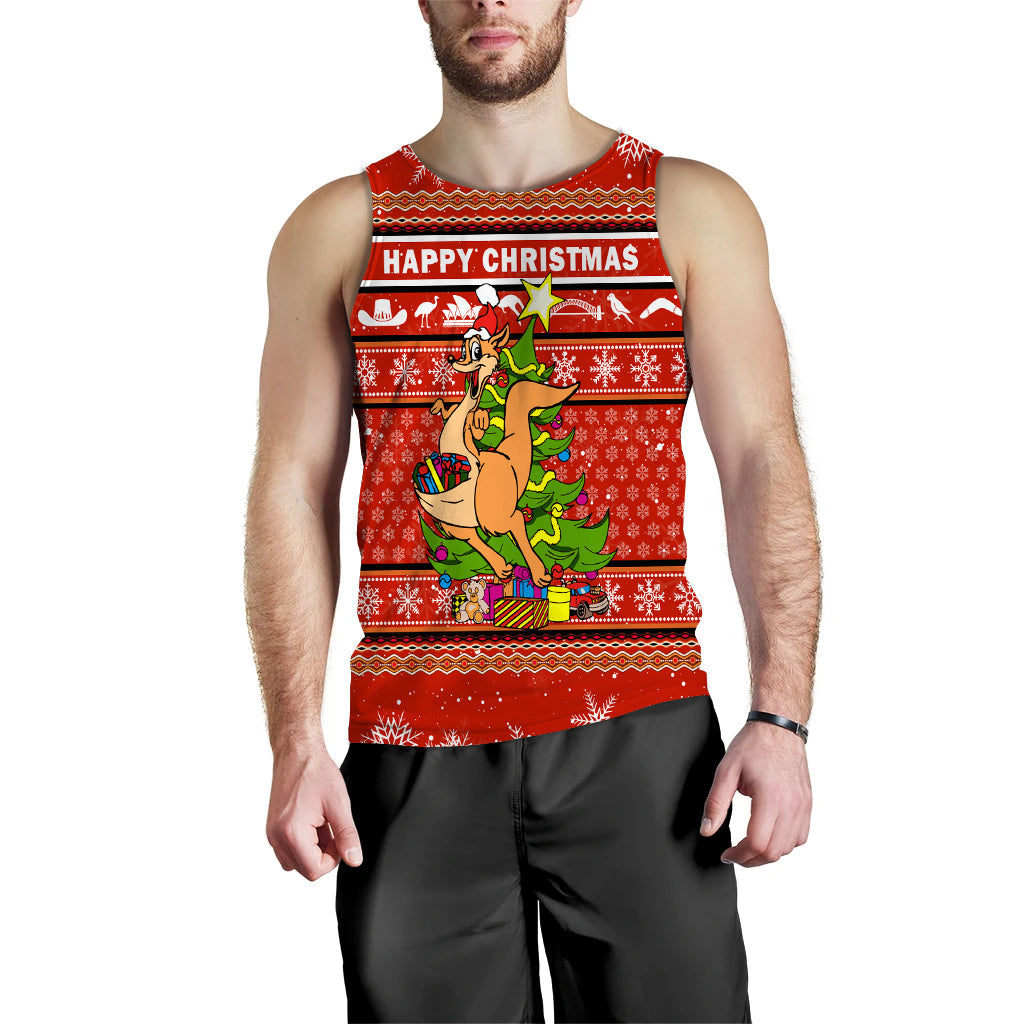 (Custom Personalised) Australia Christmas Kangaroo Aboriginal Pattern Men Tank Top - LT2