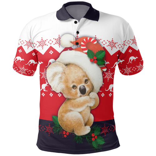 christmas-polo-shirt-koala-shirt-kangaroo-symbol-snowflakes-unisex
