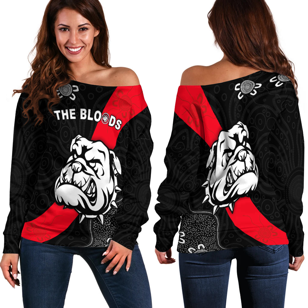 West Football Club Off Shoulder Sweater - The Bloods Alice Springs | Vibehoodie.co
