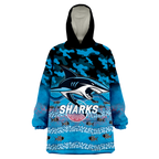 Sharks Rugby ANZAC Day Camouflage Indigenous Art Wearable Blanket Hoodie - LT12