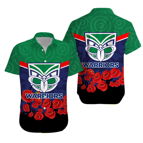 New Zealand Warriors Anzac Day Indigenous Art Hawaiian Shirt