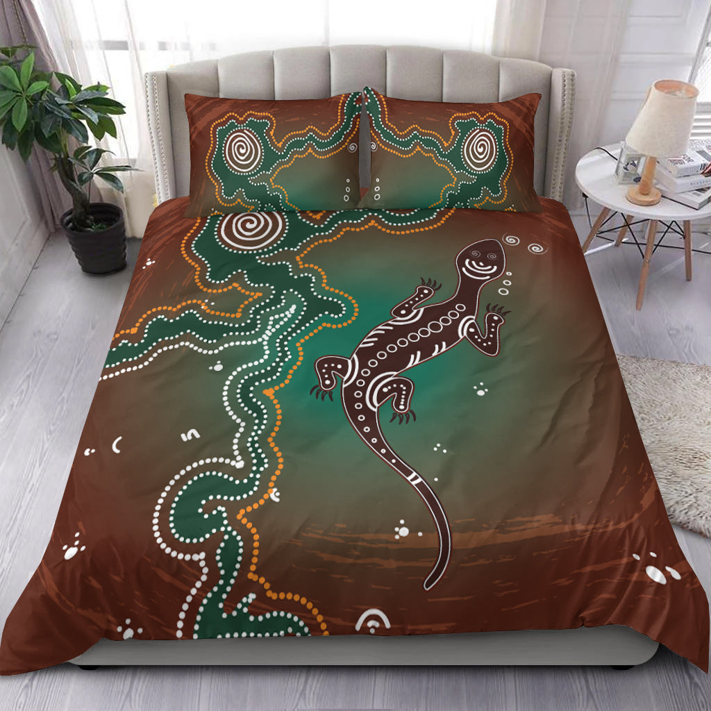 aboriginal-lizard-bedding-set-indigenous-dot-painting-art