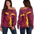 Brisbane Broncos Anzac Day Women Off Shoulder Sweater - Indigenous Art