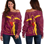 Brisbane Broncos Anzac Day Women Off Shoulder Sweater - Indigenous Art