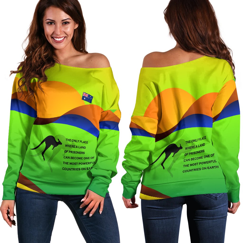 Off Shoulder Sweater - National Color of Australia - Vibe Hoodie