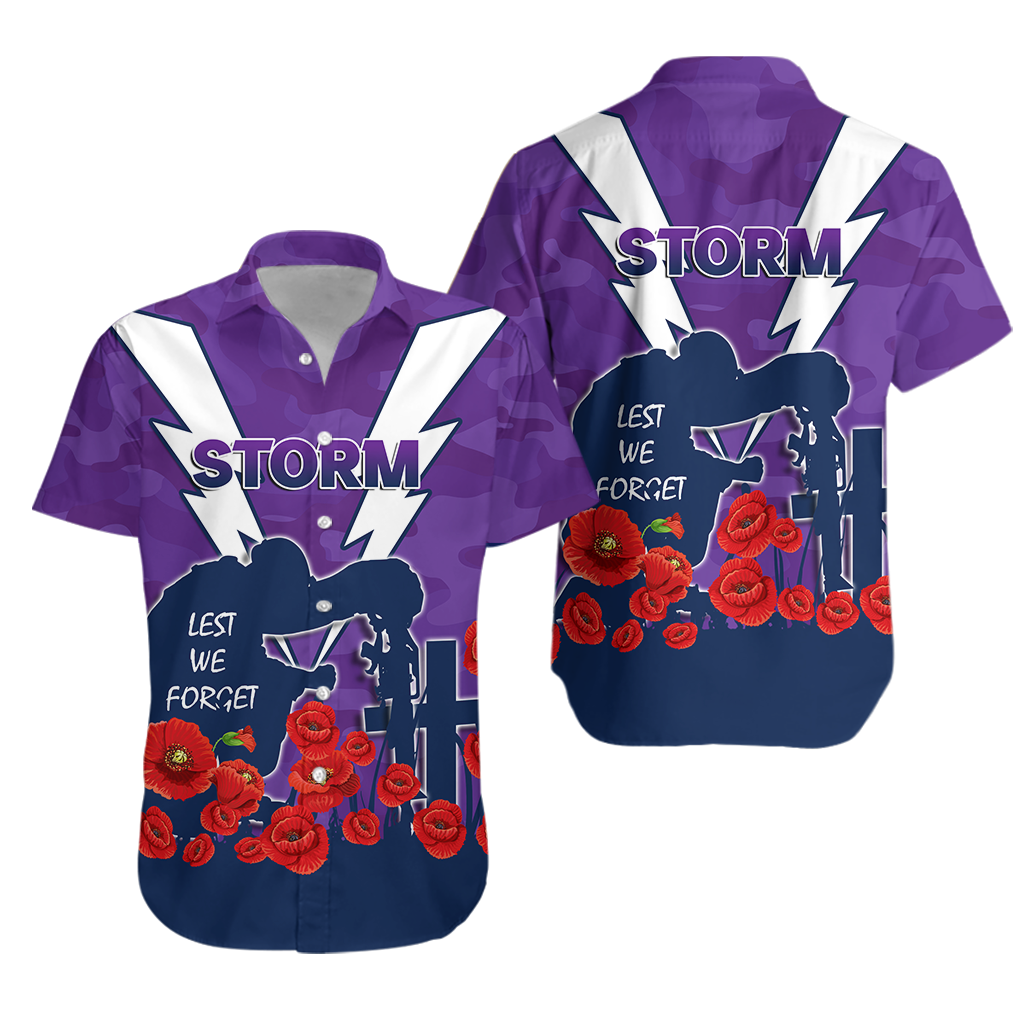 Melbourne Storm Anzac Day Camo Hawaiian Shirt