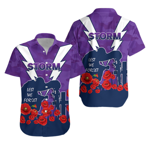 Melbourne Storm Anzac Day Camo Hawaiian Shirt