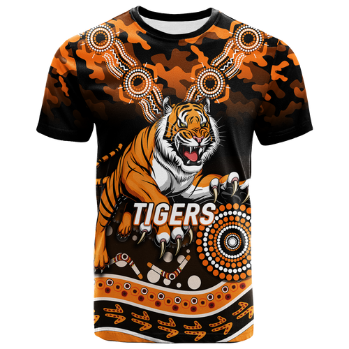 Tigers Rugby ANZAC Day Camouflage Indigenous Art T-Shirt - LT12