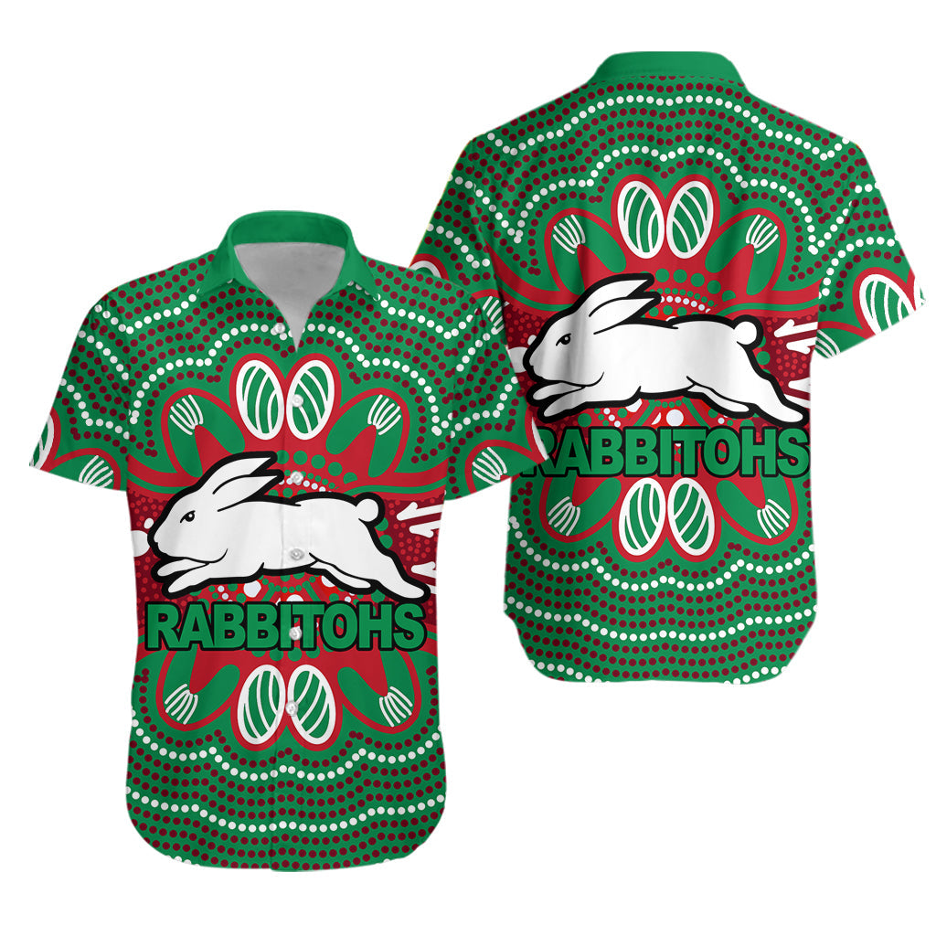 Rabbitohs Hawaiian Shirt - Aboriginal Dot Painting