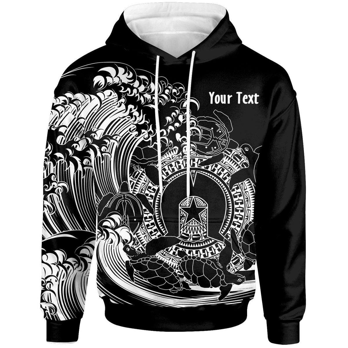 [Custom] Aboriginal Hoodie, Torres Strait Islands in Wave (Black)