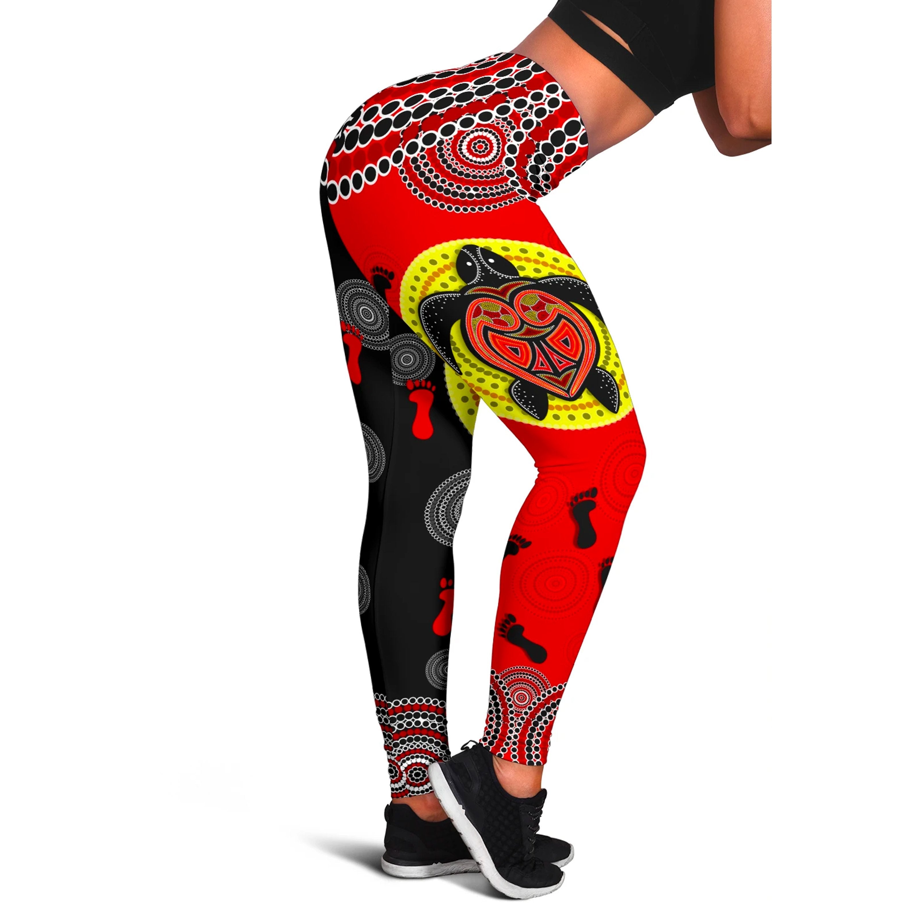 aboriginal-legging-turtle-footprint-circle-dot-painting