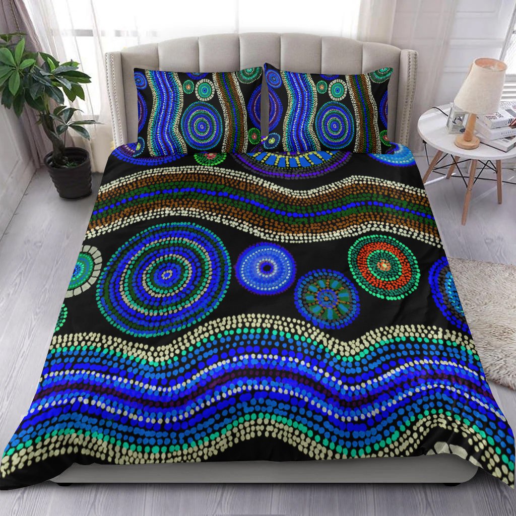 bedding-set-aboriginal-dot-unique-style-blue