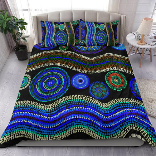 bedding-set-aboriginal-dot-unique-style-blue