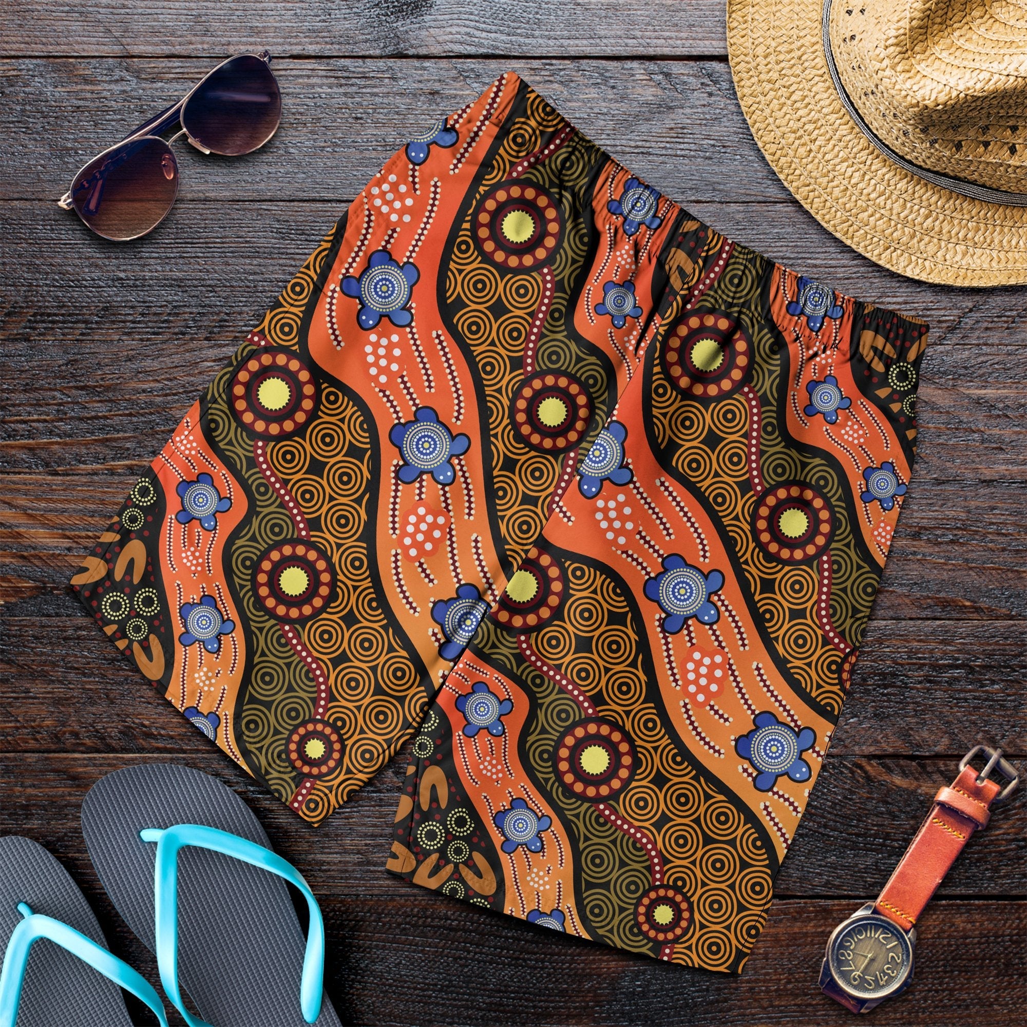 men-short-aboriginal-dot-unique-style-turtle