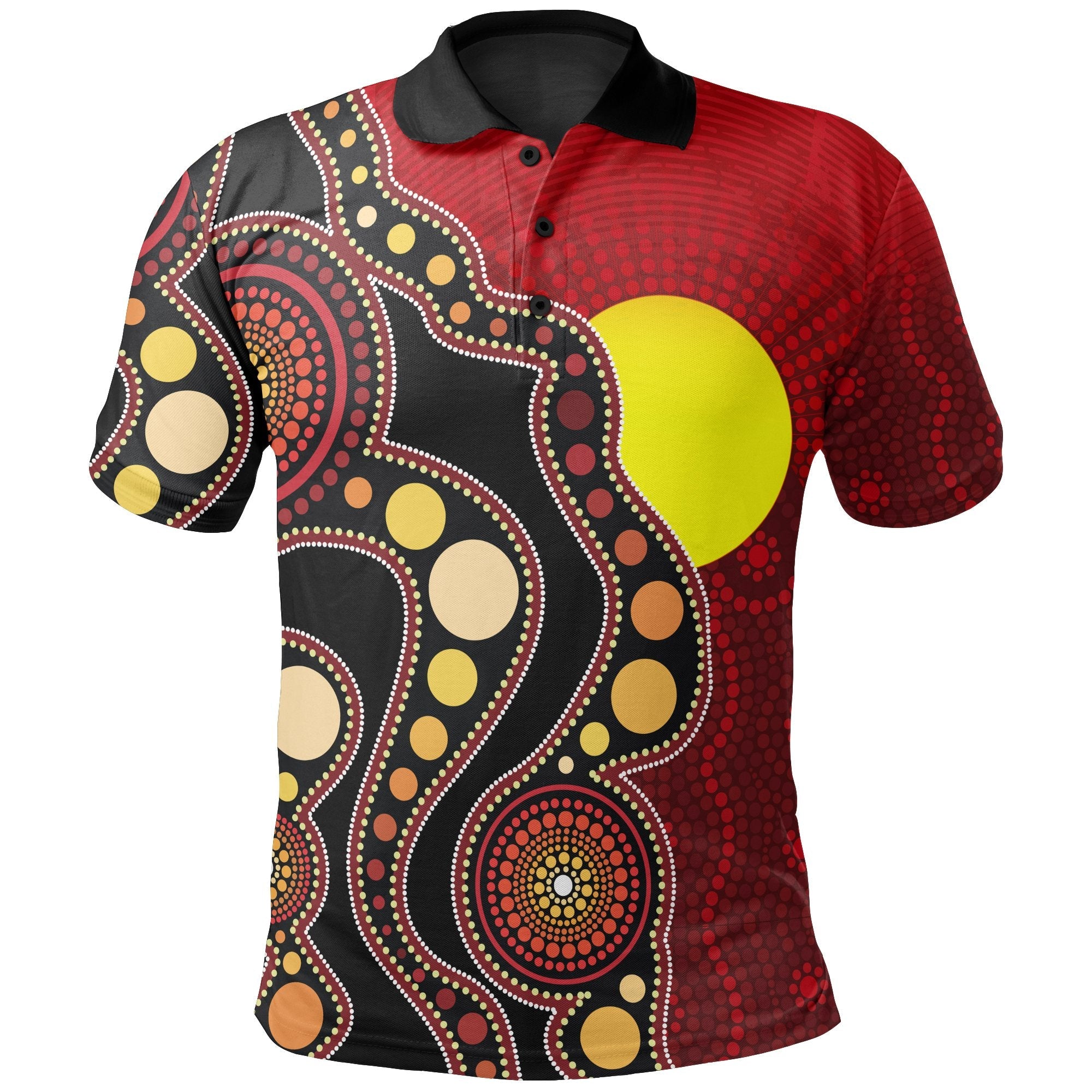 aboriginal-polo-shirt-australia-aboriginal-lives-matter-flag-circle-dot-painting-art