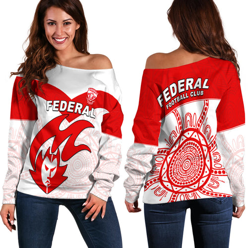 Federal Football Off Shoulder Sweater Indigenous Impressive| Vibehoodie.co