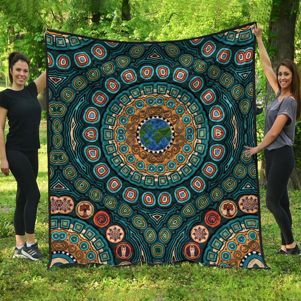 premium-quilt-aboriginal-green-dot-painting-with-earth