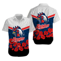 Roosters Anzac Day Hawaiian Shirt - Indigenous Art