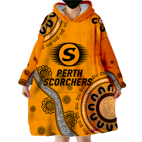 Perth Scorchers Aboriginal Art Cricket 2022 Wearable Blanket Hoodie - LT12