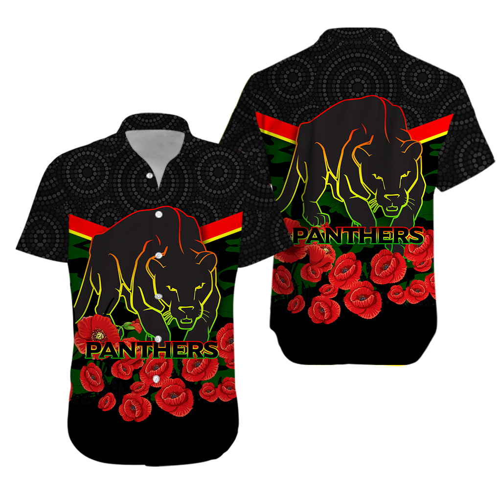 Panthers Anzac Day Hawaiian Shirt - Indigenous Art