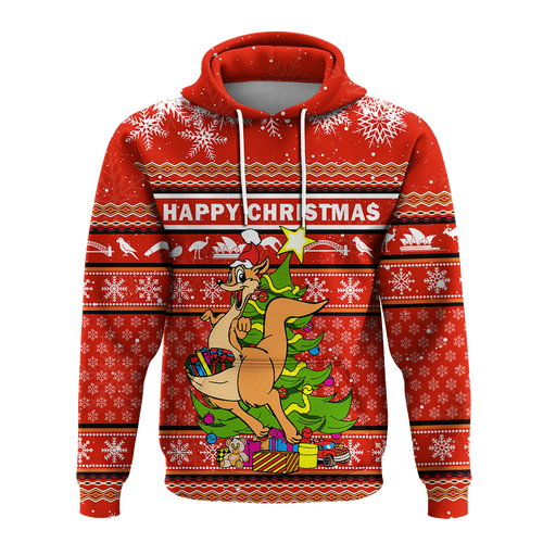 Australia Christmas Kangaroo Aboriginal Pattern Hoodie - LT2