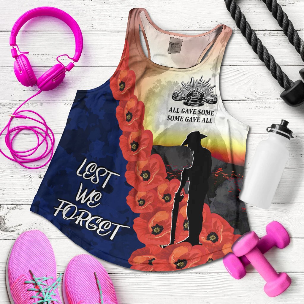 Anzac Lest We Forget Women's Racerback Tank - All Gave Some, Some Gave All - - Vibe Hoodie