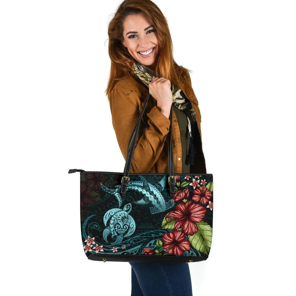 shark-and-turtle-large-leather-tote-hibiscus-turquoise