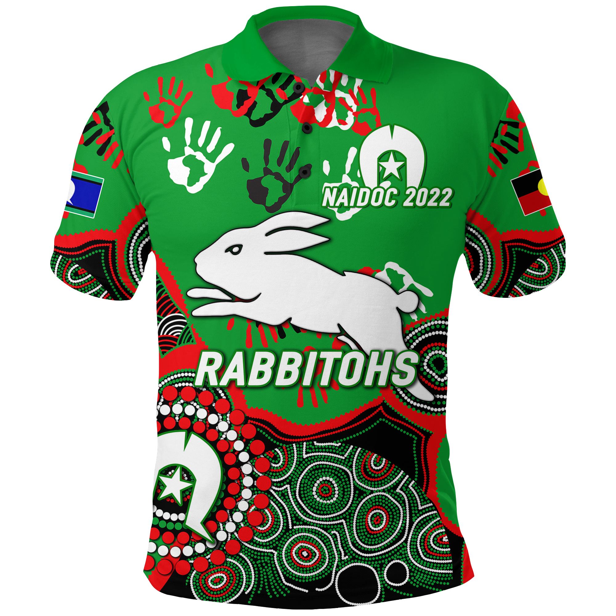 custom-personalised-rabbitohs-rugby-naidoc-2022-aboriginal-polo-shirt
