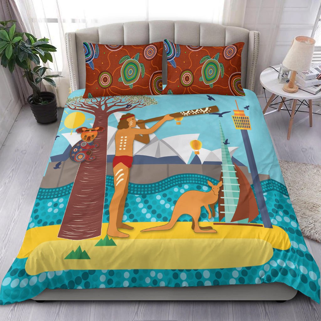 aboriginal-bedding-set-sydney-opera-house-with-traditional-aboriginal-style