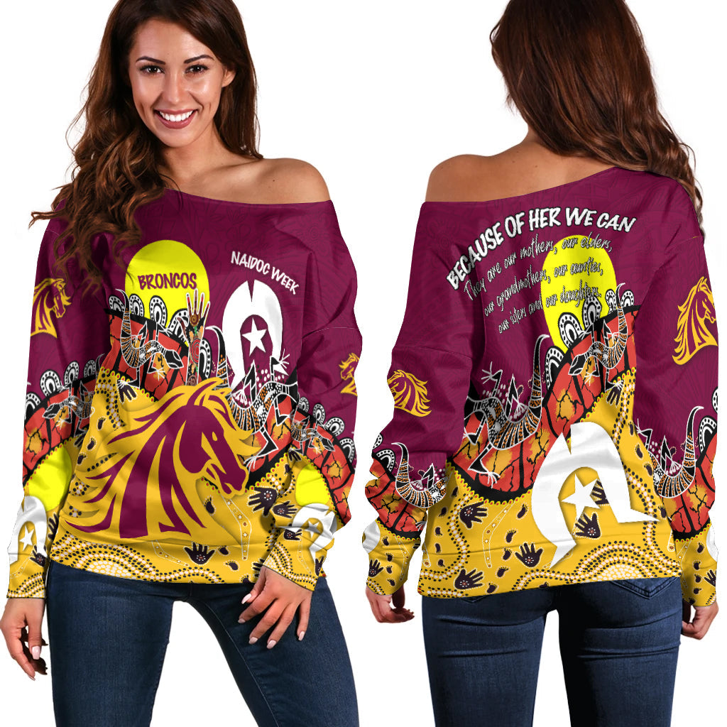 Brisbane Broncos Off Shoulder Sweater NAIDOC Week - Aboriginal and Torres Strait Islander LT4 - Vibe Hoodie