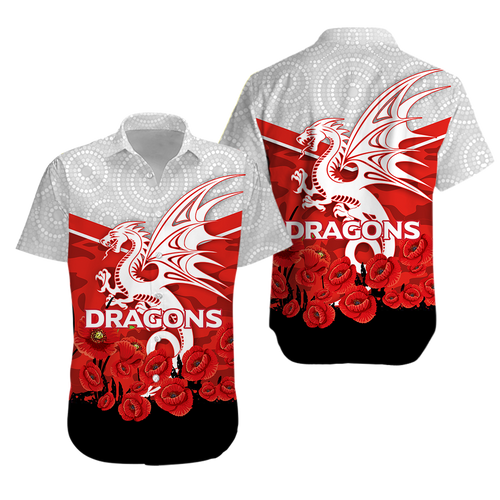 Dragons Anzac Day Hawaiian Shirt - Indigenous Art