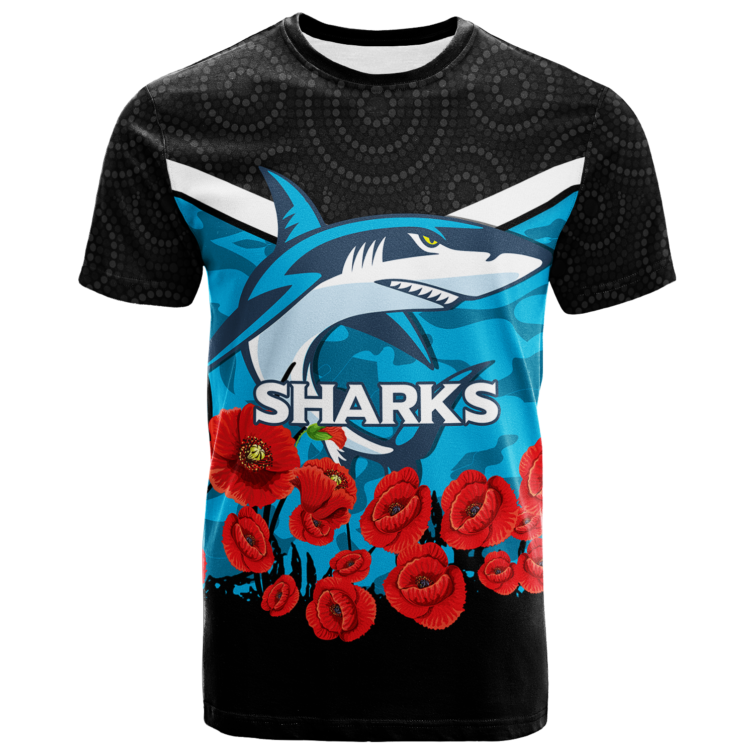 custom-personalised-cronulla-sutherland-sharks-anzac-day-indigenous-art-t-shirt