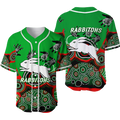 Rabbitohs Rugby Aboriginal Art Baseball Jersey - LT12