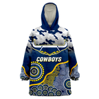 (Custom Personalised ) Cowboys Rugby ANZAC Day Camouflage Indigenous Art Wearable Blanket Hoodie - LT12