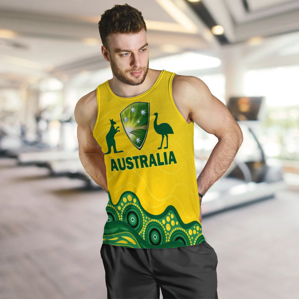 (Custom Personalised) Australia Cricket Aboriginal Pattern Men Tank Top - LT2